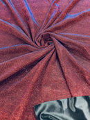 Shimmer Glitter Fabric - Burgundy - Luxury Sparkle Stretch Solid Fabric Sold By Yard
