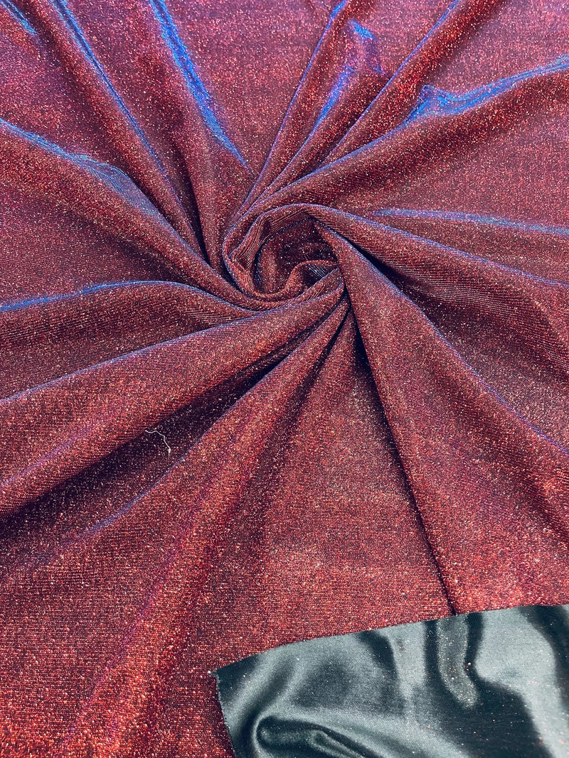 Shimmer Glitter Fabric - Burgundy - Luxury Sparkle Stretch Solid Fabric Sold By Yard
