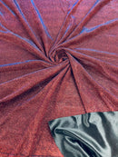 Shimmer Glitter Fabric - Burgundy - Luxury Sparkle Stretch Solid Fabric Sold By Yard
