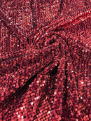 58/60" Velvet Sequins Stretch Fabric - Burgundy - Velvet Sequins 2 Way Stretch Sold By Yard