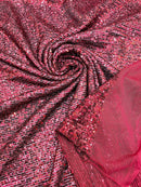 Mille Stripe Spandex Sequins - Burgundy - 4 Way Stretch Lace Spandex Mesh Sold By Yard