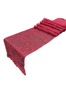 Lace Sequins Design Table Runner - Burgundy - 12" x 90" Lace Sequins Table Runner