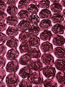 Rosette Fabric with 3D Roses on High Quality Mesh Fabric ( Choose The Color )