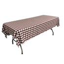 60" Checkered Tablecloth - Burgundy / White - Linen Checkered Rectangular Tablecloth (Pick Size)