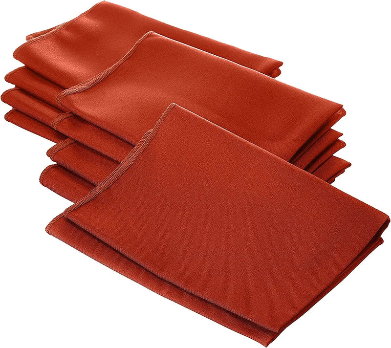 18" x 18" Polyester Poplin Napkins - Burnt Orange - Solid Rectangular Polyester Napkins for Table Decoration