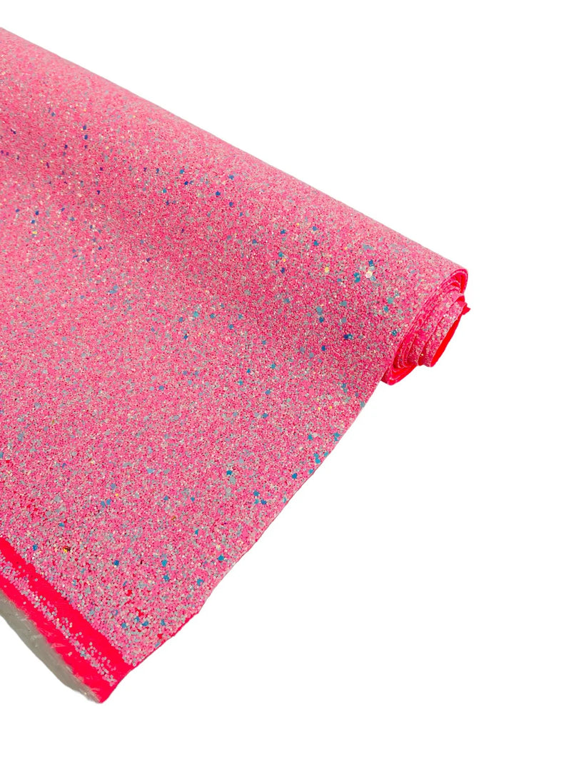 Chunky Glitter Vinyl Fabric - Candy Pink - 54" Sparkle Crafting Glitter Vinyl Fabric By Yard