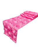 Rosette Design Table Runner - Candy Pink - 12" x 90" Satin Rosette Table Runner
