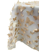 3D Butterfly Table Cover - Champagne - 52" x 102" 3D Butterfly Mesh Tablecloth