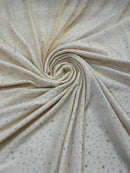 Power Mesh Polyester Rhinestones Fabric - Champagne - 4 Way Stretch Mesh Fabric Sold by Yard