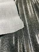 Metallic Glitter Vinyl Fabric - Charcoal - Faux Leather Sparkle Glitter Fabric - 54" Sold By The Yard