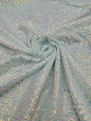 Mille Stripe Spandex Sequins - Clear Iridescent - 4 Way Stretch Lace Spandex Mesh Sold By Yard
