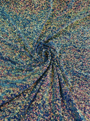 Sea Shell Sequins Velvet - Clear Iridescent on Gray - Velvet Sequins Fabric By Yard