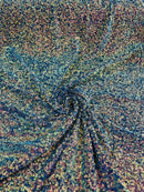 Sea Shell Sequins Velvet - Clear Iridescent on Gray - Velvet Sequins Fabric By Yard