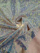 Mini Glitz Sequins 4 Way Stretch - Clear Iridescent - High Quality Mini Sequins on Mesh By Yard