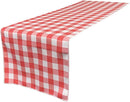 12" Checkered Table Runner - Coral / White - Plaid Polyester Poplin Checkered Table Runner