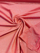 Mille Stripe Spandex Sequins - Coral Iridescent - 4 Way Stretch Lace Spandex Mesh Sold By Yard