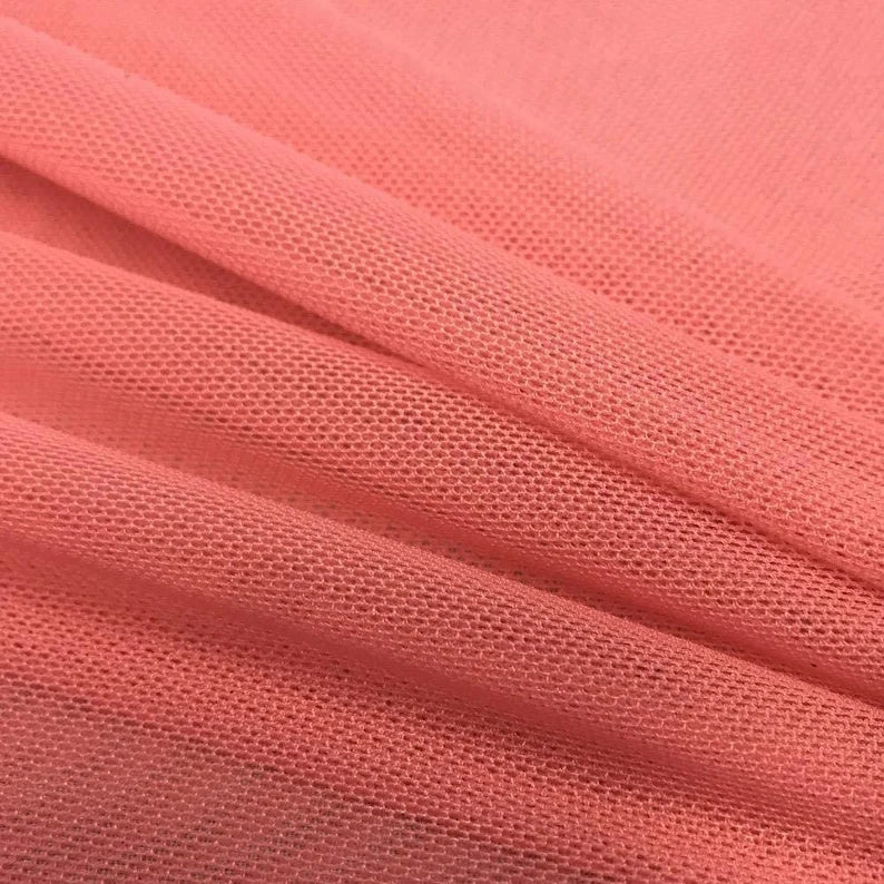 Power Mesh Fabric - Coral - Nylon Lycra Spandex 4 Way Stretch Fabric 58"/60" By Yard