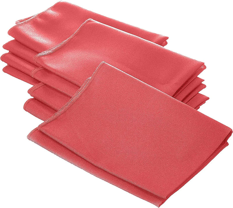 18" x 18" Polyester Poplin Napkins - Coral - Solid Rectangular Polyester Napkins for Table Decoration