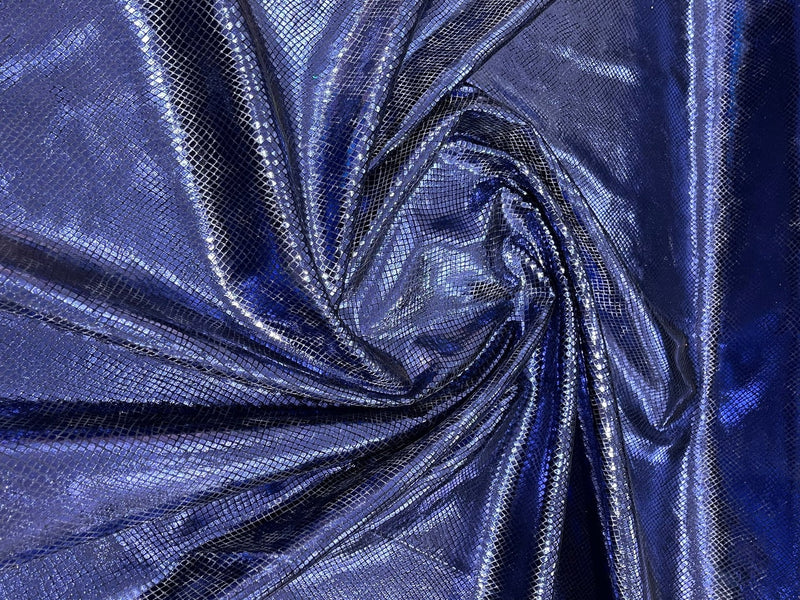 Snake Print Stretch Velvet - Navy Blue - 58/60" Stretch Velvet Fabric Sold By Yard