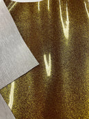 Metallic Glitter Vinyl Fabric - Dark Gold - Faux Leather Sparkle Glitter Fabric - 54" Sold By The Yard