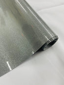 Metallic Glitter Vinyl Fabric - Dark Silver - Faux Leather Sparkle Glitter Fabric - 54" Sold By The Yard