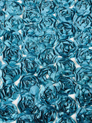Rosette Fabric with 3D Roses on High Quality Mesh Fabric ( Choose The Color )