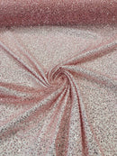 Beaded Lace 3D Fabric - Dusty Pink - Handmade Heavy Embroidery Beaded Lace Fabric By Yard