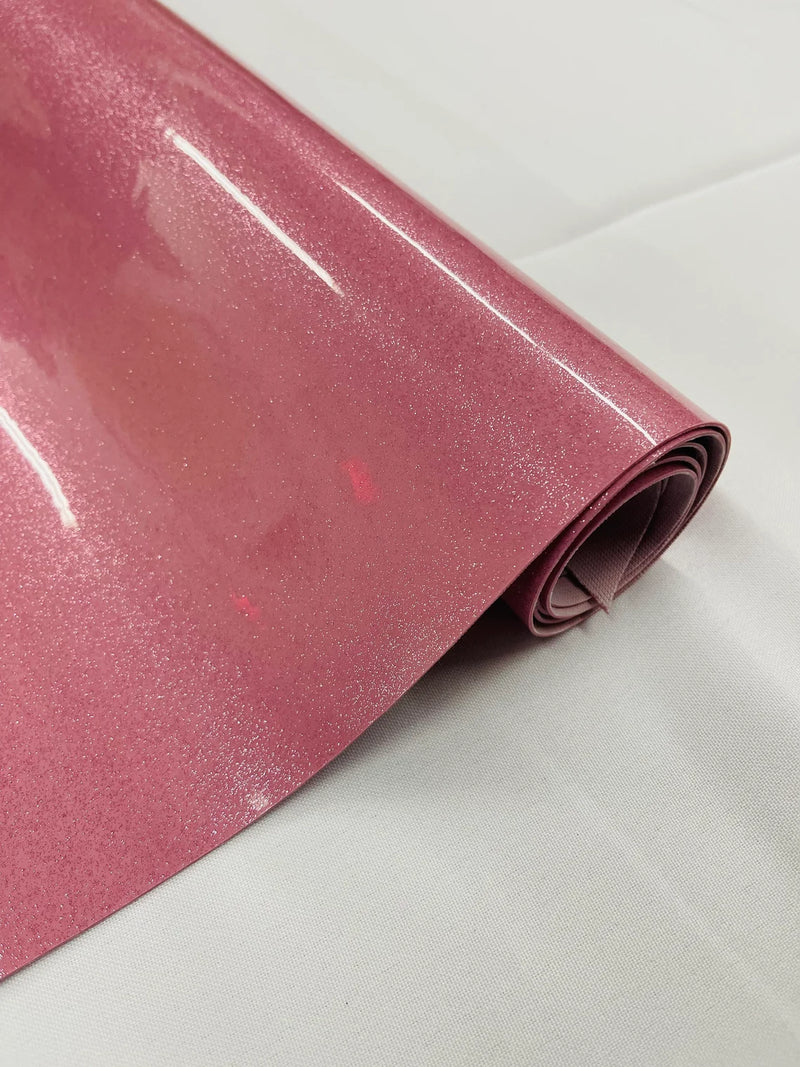 Metallic Glitter Vinyl Fabric - Dusty Pink - Faux Leather Sparkle Glitter Fabric - 54" Sold By The Yard