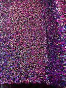 Multi-Color Spandex Sequins - Dusty Rose / Silver - Sequins on 4 Way Stretch Mesh Fabric By Yard