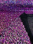 Multi-Color Spandex Sequins - Dusty Rose / Silver - Sequins on 4 Way Stretch Mesh Fabric By Yard