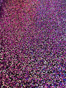 Multi-Color Spandex Sequins - Dusty Rose / Silver - Sequins on 4 Way Stretch Mesh Fabric By Yard