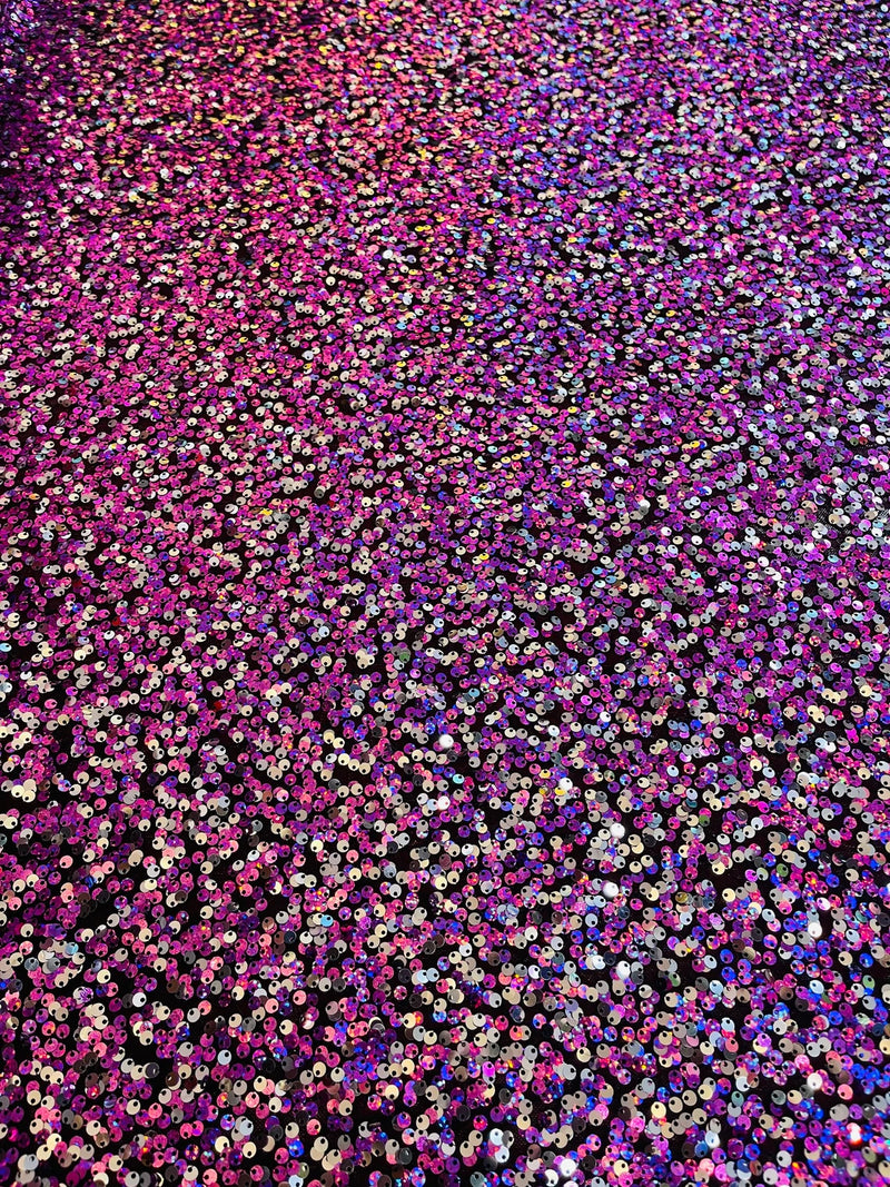 Multi-Color Spandex Sequins - Dusty Rose / Silver - Sequins on 4 Way Stretch Mesh Fabric By Yard