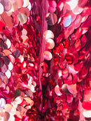 Circle Jumbo Paillette Sequins - Dusty Rose - Big Circle Hanging Sequins Design Fabric By Yard