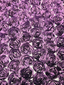 Rosette Fabric with 3D Roses on High Quality Mesh Fabric ( Choose The Color )