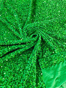 58/60" Velvet Sequins Stretch Fabric - Emerald Green - Velvet Sequins 2 Way Stretch Sold By Yard