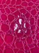 Faux Alligator Print Vinyl Fabric - Fuschia -  Faux Animal Print Sold by The Yard