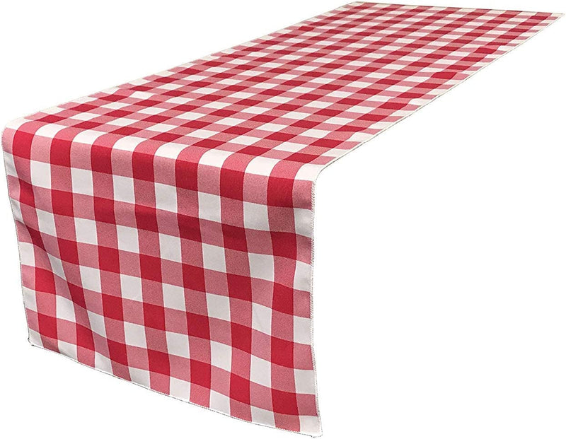 12" Checkered Table Runner - Fuchsia / White - Plaid Polyester Poplin Checkered Table Runner