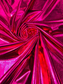 Spandex Metallic Foil Fabric - Fuchsia - Lame Metallic Shiny Fabric 2 Way Stretch Sold By Yard