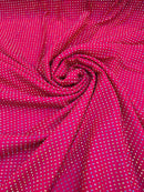 Rhinestones Power Mesh Fabric - Fuchsia - 4 Way Stretch Power Mesh Crystal RhineStones Sold by Yard