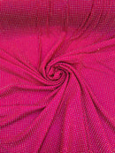 Rhinestones Power Mesh Fabric - Fuchsia - 4 Way Stretch Power Mesh Crystal RhineStones Sold by Yard