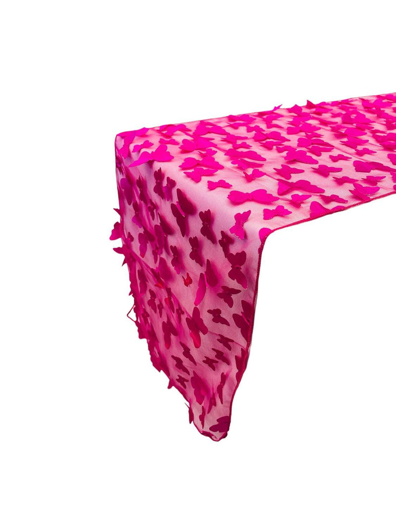 3D Butterfly Table Runner - Fuchsia - 12" x 90" 3D Butterfly Mesh Runner