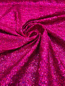 Milliskin Mini Glitz Sequins - Fuchsia Holographic - 4 Way Stretch Milliskin Stretch Spandex Fabric Sold By Yard