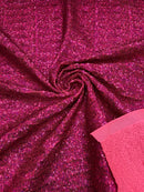 Milliskin Mini Glitz Sequins - Fuchsia Holographic on Coral - 4 Way Stretch Milliskin Stretch Spandex Fabric Sold By Yard