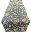 12" x 90" Metallic Floral Table Runner - Gold / Lilac - Floral Table Runners for Event Decoration