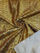 Milliskin Mini Glitz Sequins - Gold - 4 Way Stretch Milliskin Stretch Spandex Fabric Sold By Yard