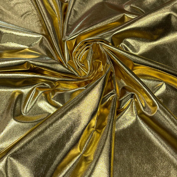 Foil Spandex Lame Fabric | Metallic Spandex Fabric by the Yard Yard / Gold Foil Spandex Lame Fabric | Metallic Spandex Fabric by the Yard Yard / Gold