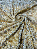 58/60" Velvet Sequins Stretch Fabric - Gold - Velvet Sequins 2 Way Stretch Sold By Yard