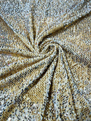 58/60" Velvet Sequins Stretch Fabric - Gold - Velvet Sequins 2 Way Stretch Sold By Yard