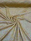Mille Stripe Spandex Sequins - Gold - 4 Way Stretch Lace Spandex Mesh Sold By Yard
