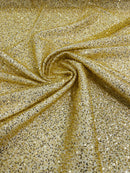 Beaded Lace 3D Fabric - Gold - Handmade Heavy Embroidery Beaded Lace Fabric By Yard